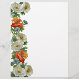 Papier à lettre artistique floral avec coquelicots