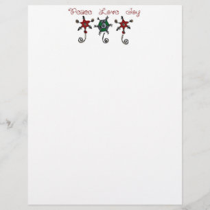 Papier à lettre de Noël Ornements Paix Amour Joie