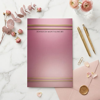 Papier à Lettre Élégant Rose Poussiéreux Dégradé a