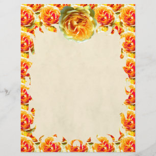 Papier à Lettre Flamme Fleur de Rosier Jaune