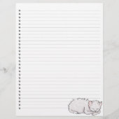 Papier à Lettre Ligné avec Chat Endormi (Devant)