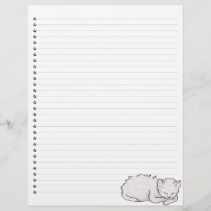 Papier à Lettre Ligné avec Chat Endormi