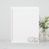 Papier à Lettre Ligné avec Chat Endormi (Debout devant)