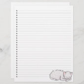 Papier à Lettre Ligné avec Chat Endormi (Devant / Derrière)