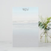 Papier à Lettre Ligné avec Monogramme et Vagues Ro (Debout devant)