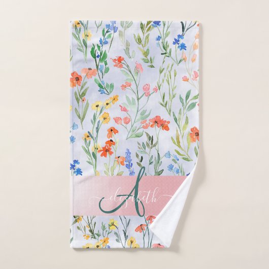 Papier à lettre Monogramme de prairie de fleurs sa (Serviette à main)