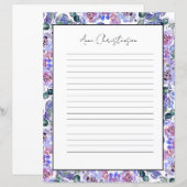 Papier à lettres à monogramme floral élégant (Devant / Derrière)