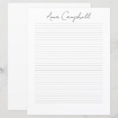 Papier à lettres à nom de script chic Monogramme (Devant / Derrière)