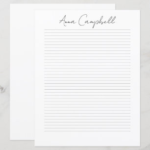 Papier à lettres à nom de script chic Monogramme