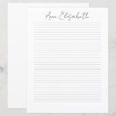 Papier à lettres à nom en écriture chic Monogramme (Devant / Derrière)