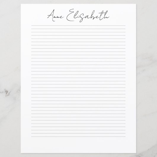 Papier à lettres à nom en écriture chic Monogramme (Devant)