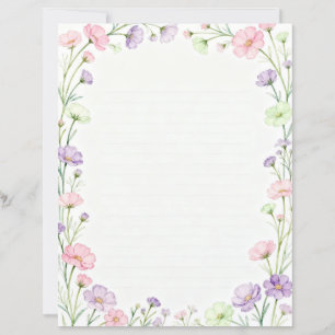 Papier à lettres à petites fleurs roses et violett