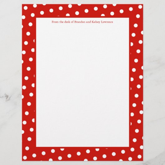 Papier à lettres à points rouges et blancs avec si (Devant)