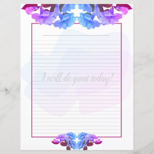 Papier à lettres aux fleurs de trompette bleues vi