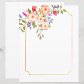 Papier à lettres blanc botanique (Devant / Derrière)