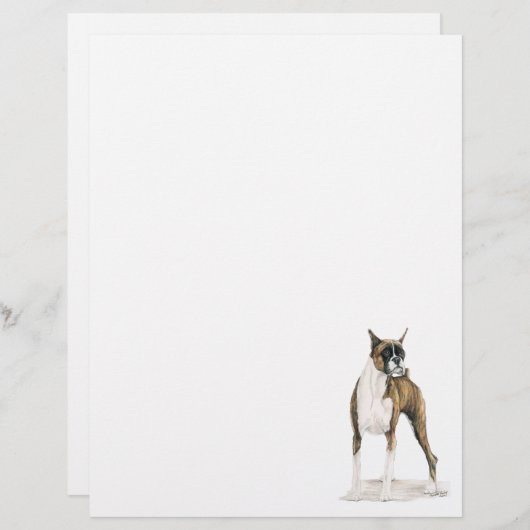Papier à lettres Boxer Dog Art (Devant / Derrière)