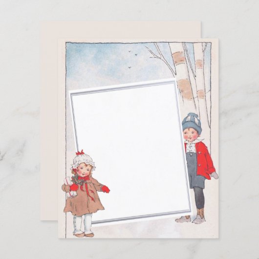Papier à lettres de Noël pour cartes Enfants vinta (Devant / Derrière)