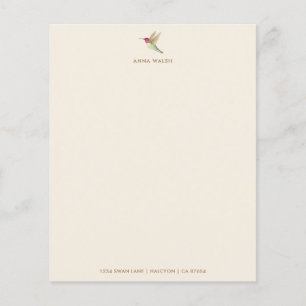 Papier à lettres Ecru Hummingbird personnalisé