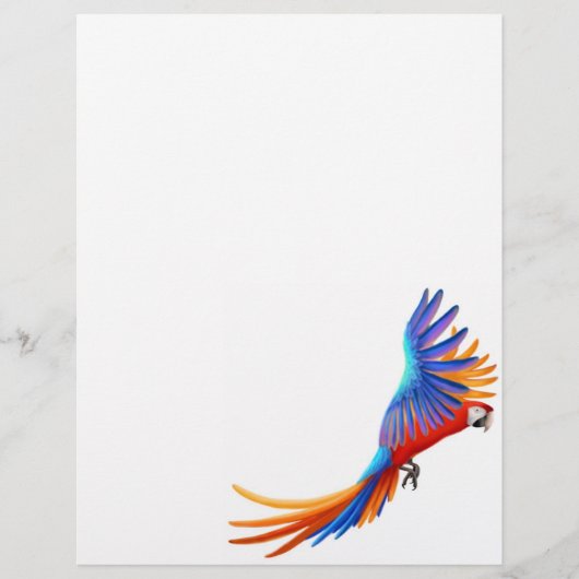 Papier à lettres en-tête de perroquet Macaw volant (Devant)