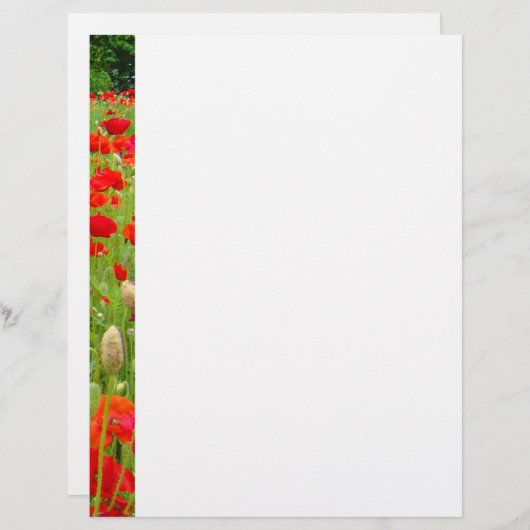 Papier à lettres en-tête rouge à fleurs personnali (Devant / Derrière)