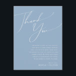 Papier à lettres fantaisiste | Carte de remercieme<br><div class="desc">Voici notre superbe carte de remerciement de table à l'écriture fantaisiste bleue poussiéreuse, parfaite pour votre célébration printanière simple et moderne bohème. Notre design élégant comprend une palette de couleurs pastel vives et lumineuses avec une écriture calligraphique chic vintage. Que vous préfériez un style minimaliste ou classique, notre produit unique...</div>