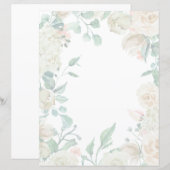 Papier à lettres floral - roses aquarelles crème (Devant / Derrière)