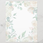 Papier à lettres floral - roses aquarelles crème (Devant)