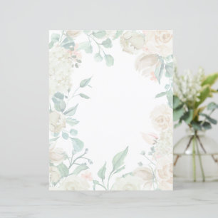 Papier à lettres floral - roses aquarelles crème