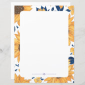 Papier à lettres floral - tournesols (Devant / Derrière)