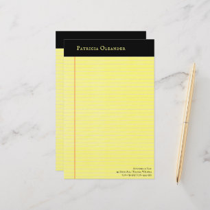 Papier à lettres jaune à papier à lettre noire
