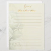 Papier à lettres mariage - Roses blanches (Devant / Derrière)