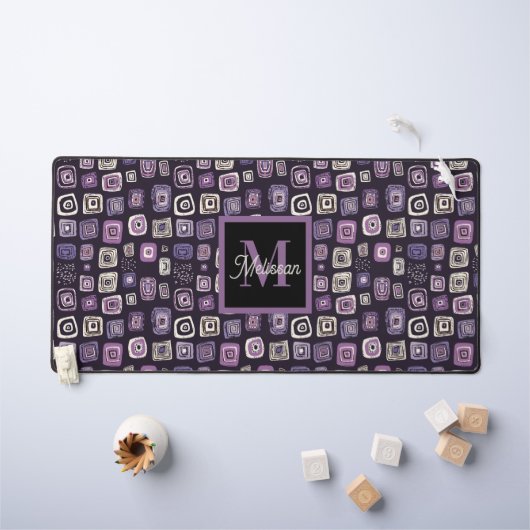 Papier à lettres monogramme boho violet (Tableau pour enfants)