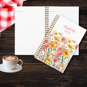 Papier à lettres Monogramme Fleurs sauvages rose j