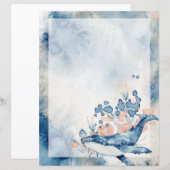 Papier à lettres non ligné Baleine à bosse bleue (Devant / Derrière)