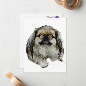 Papier à lettres Pekingese - carte blanche (Devant/Arrière en situation)