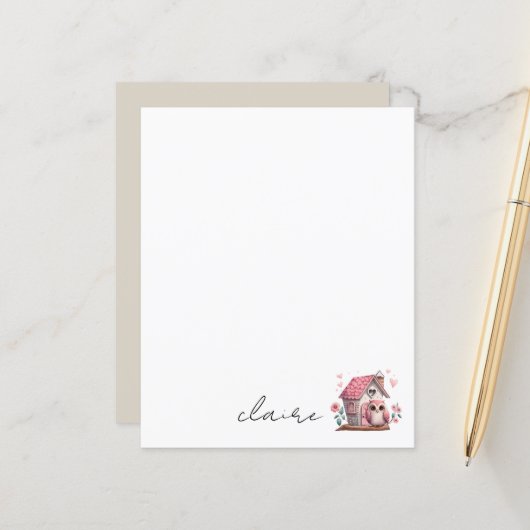 Papier à lettres personnalisé avec nom (Devant/Arrière en situation)