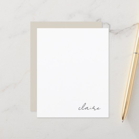 Papier à lettres personnalisé avec nom (Devant/Arrière en situation)