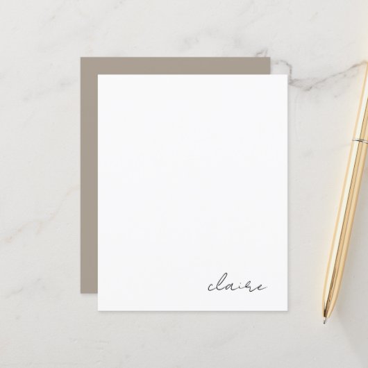 Papier à lettres personnalisé avec nom (Devant/Arrière en situation)