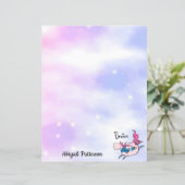 Papier à lettres personnalisé avec nom Licorne Ros (Debout devant)