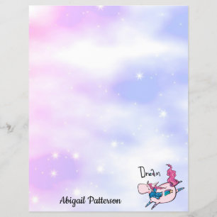 Papier à lettres personnalisé avec nom Licorne Ros