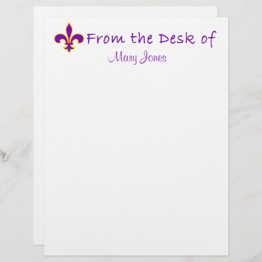 Papier à lettres personnalisé Joli violet Fleur de (Devant / Derrière)