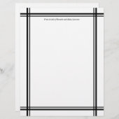 Papier à lettres personnalisées noir avec texte en (Devant / Derrière)