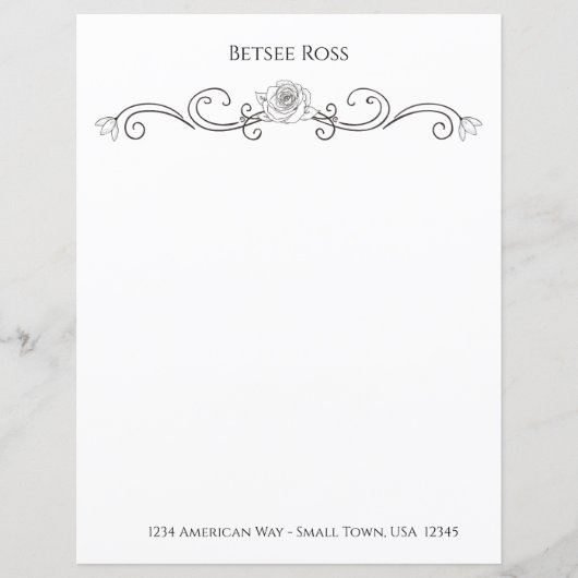 Papier à lettres personnalisées noir et blanc élég (Devant)