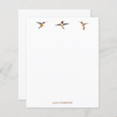 Papier à lettres personnalisées pour colibri (Devant / Derrière)