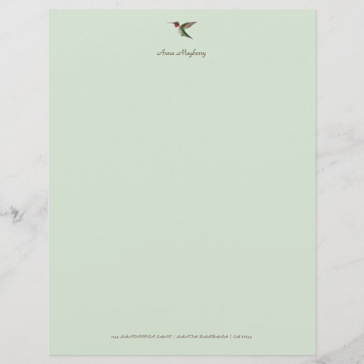 Papier à lettres personnalisées pour colibri (Devant)