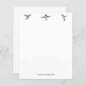 Papier à lettres personnalisées pour colibri (Devant / Derrière)
