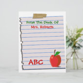 Papier à lettres personnel enseignant (Debout devant)