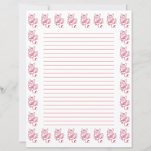 Papier à lettres rayées rouge et blanc (Devant)