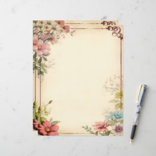 Papier à lettres scrapbook floral Shabby Chic