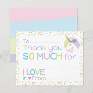 Papier à lettres Unicorn pour fille Merci rempli